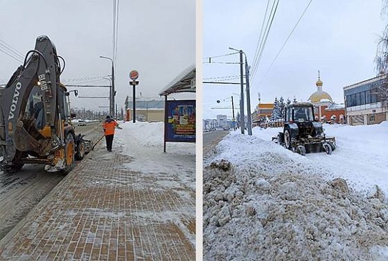 В Пензе вывозят снег с основных магистралей и вручную чистят пешеходные зоны