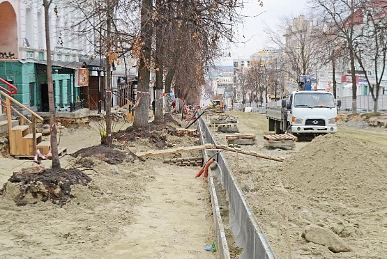 В Пензе на Московской идет опиловка аварийных и сухих деревьев
