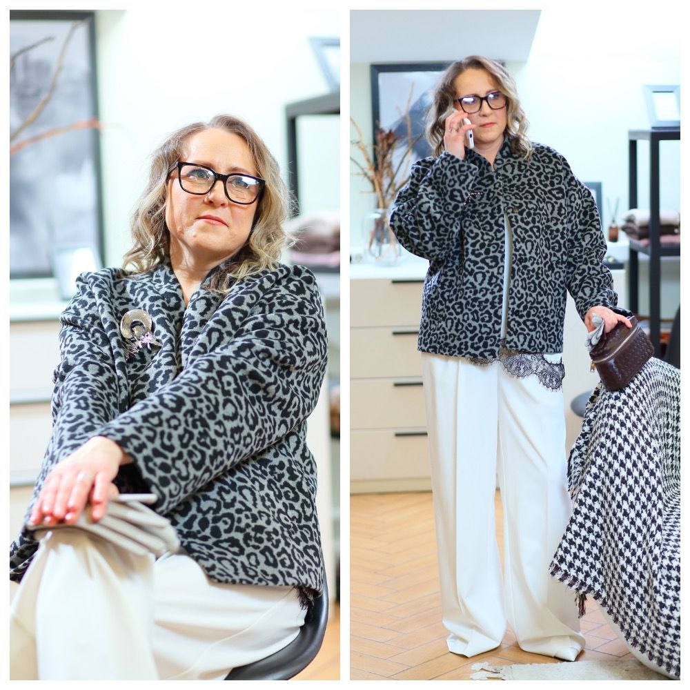 Леопардовый жакет в сочетании с шелковым топом и широкими брюками – это игра контрастов. MyCollages.jpg