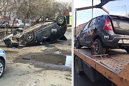 В Пензе на пр. Победы утром 20 апреля перевернулся автомобиль В Пензе на пр. Победы утром 20 апреля перевернулся автомобиль