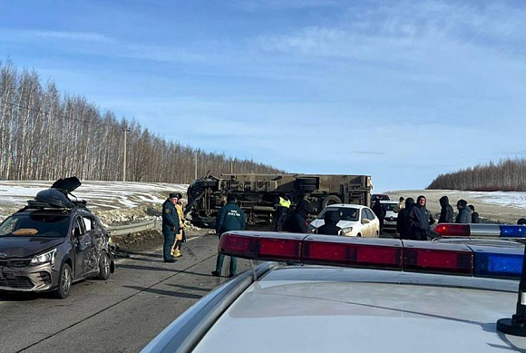 Упавшая фура перегородила трассу в Лунинском районе