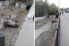 В Пензе на ул. Ленина автоледи упала с моста