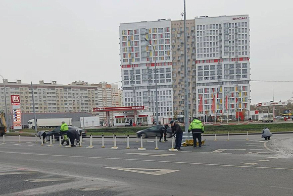 В Пензе демонтируют сигнальные столбики на кольцевой развязке Измайлова и Антонова