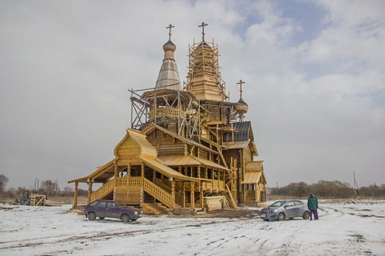 В Земетчинском районе храм с деревянным куполом строят без гвоздей