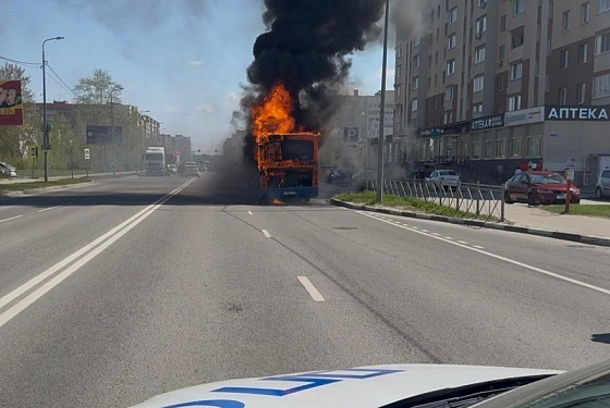 В Пензе появились фото сгоревшего на улице Антонова автобуса