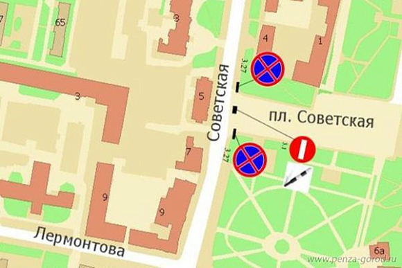 В Пензе временно изменят схему движения в районе Советской площади