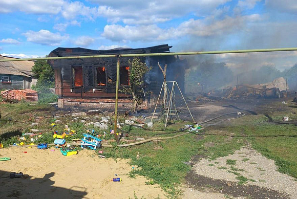 При пожаре под Пензой соседи спасли шестерых детей