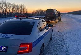 Под Пензой сотрудники ГИБДД не дали замерзнуть водителю и пассажиру в заглохшем авто 