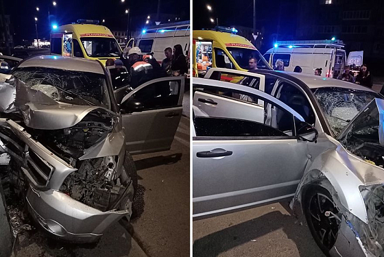 В Пензе водитель Dodge врезался в столб