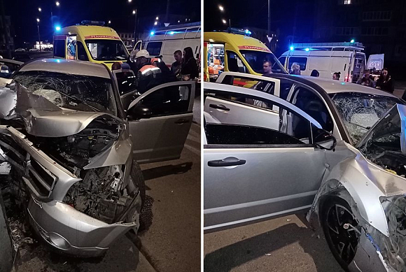 В Пензе водитель Dodge врезался в столб