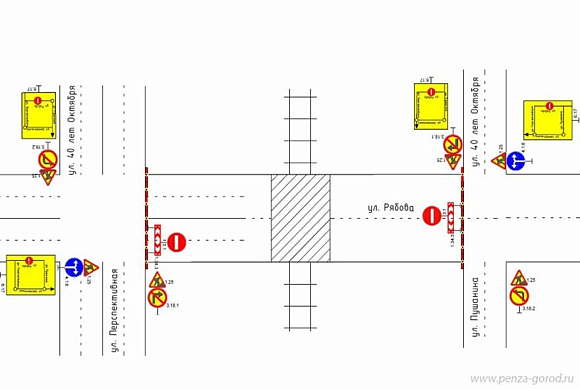 В Пензе перекрыли участок дороги на Рябова