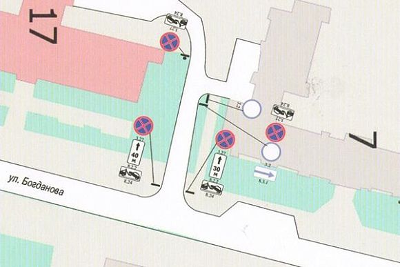 В Пензе между домами №7 и №17 по ул. Богданова запретят остановку