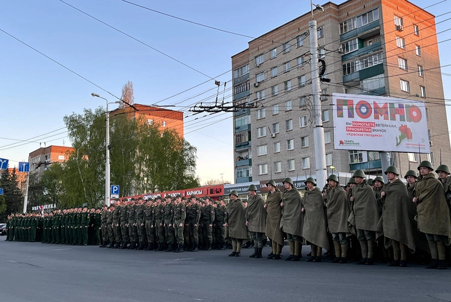 Основные торжества пройдут у Монумента воинской и трудовой Славы||Фото М.Буданов В Пензе прошла репетиция парада ко Дню Победы