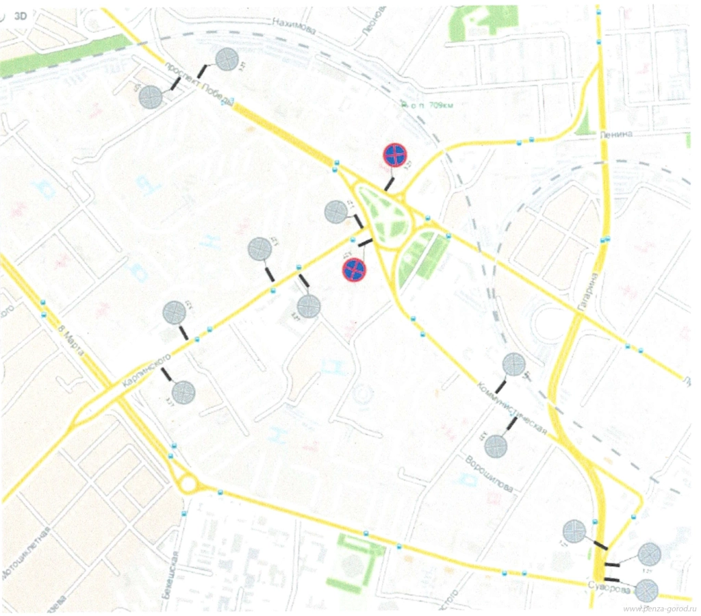 Перекрытие дорог в Пензе 9 мая 2024: список улиц, схема объезда