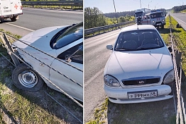 В Пензенской области легковой автомобиль врезался в тросовый отбойник
